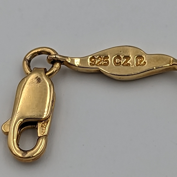 Ross Simons Gold Plate Sterling silver CZ HEART Stetsons Tennis Bracelet 7.5" - Picture 7 of 10